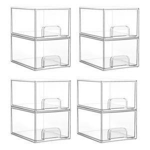 8 Pack Clear Stackable Storage Drawers, 4.4'' Tall Acrylic Bathroom Makeup🦄